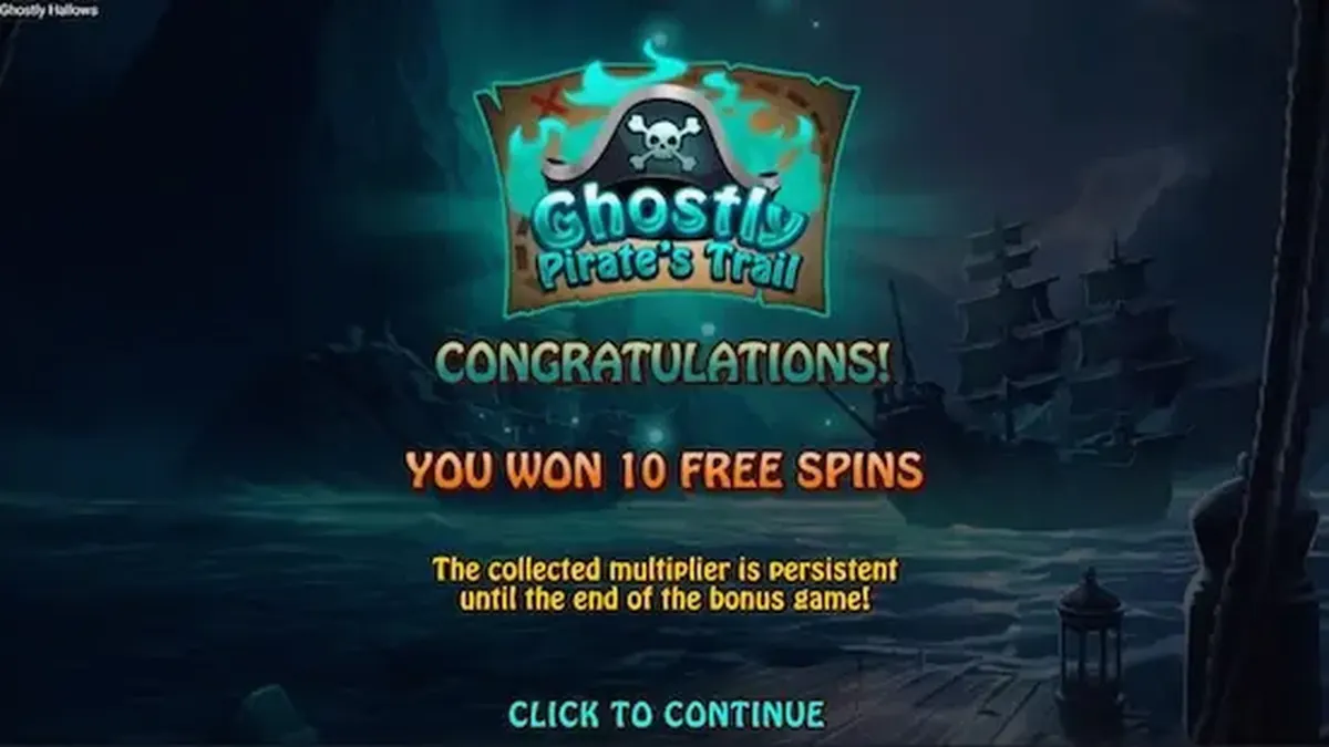 Tampilan visual slot Ghostly Hallows dengan tema bajak laut hantu