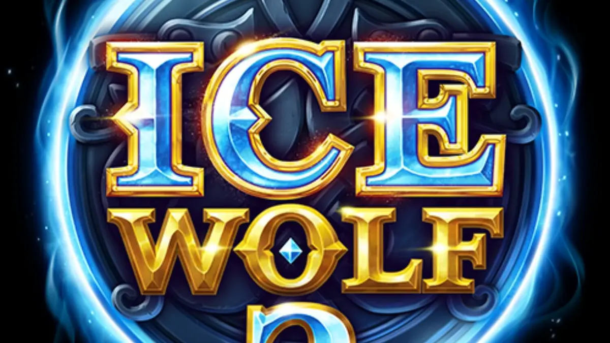 Pemandangan visual permainan slot Ice Wolf 2 dengan latar belakang pegunungan es yang megah